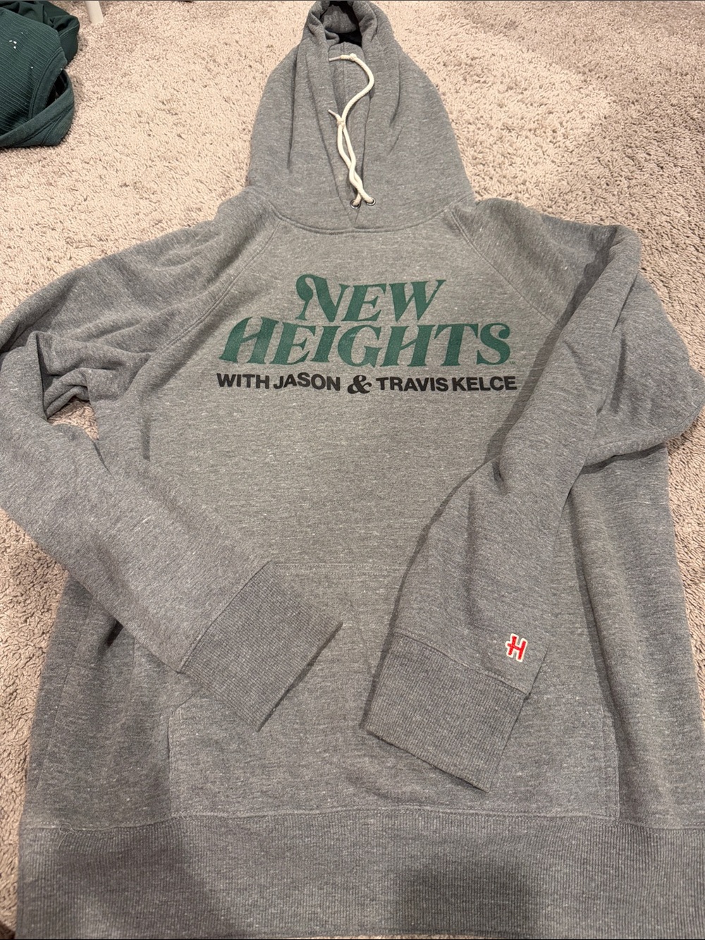 HOMAGE Gray Hoodie with Green "New Heights" Logo